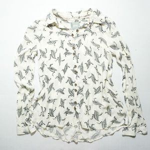 Maeve Anthropologie Leaf Print Button Front Top